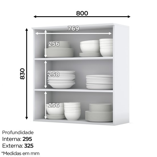 Aéreo 02 Portas de Vidro 800 mm Americana
