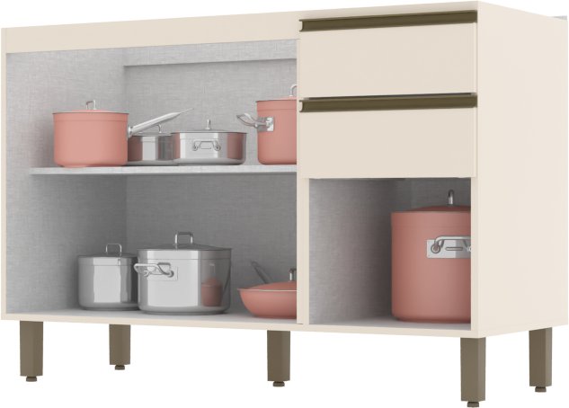 Armário Pia 02 Gavetas 03 Portas Connect 1.200 mm 