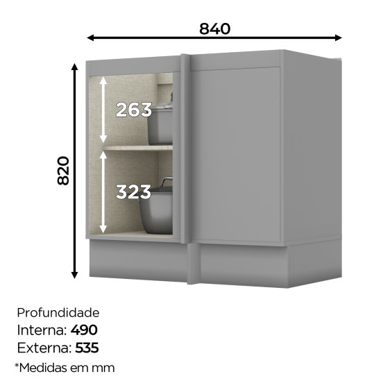 Armário Canto Reto 01 Porta Americana