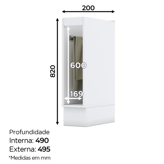 Armário Porta Toalha 200 mm Americana