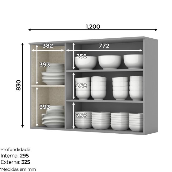Aéreo 03 Puertas con Vidrio 1200 mm Americana