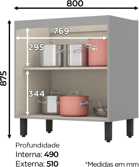 Armário 02 Portas 800 mm Belize