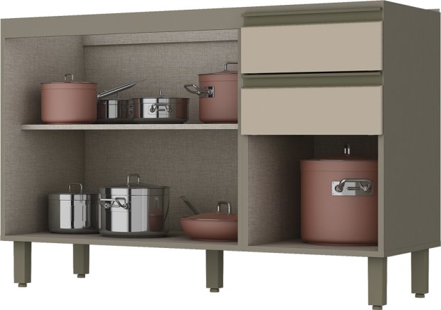 Armário Pia 02 Gavetas 03 Portas Connect 1.200 mm 