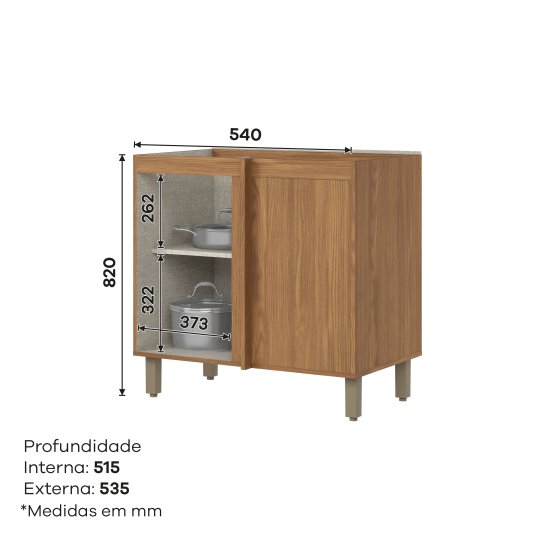 Balcão Canto Reto 01 Porta Requinte