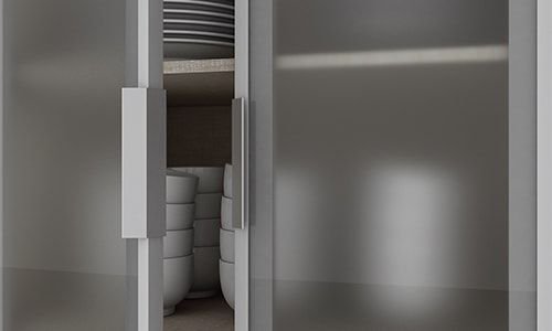 Glass cabinet with mini-boreal glass doors