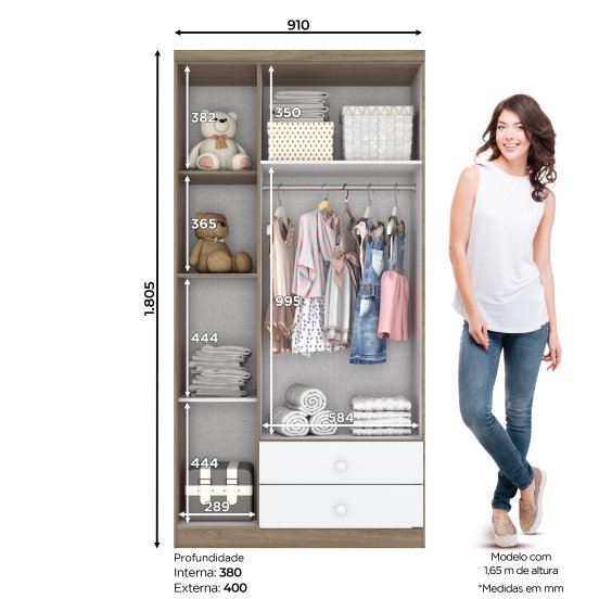 Guarda-roupa Bala de Menta 03 Portas