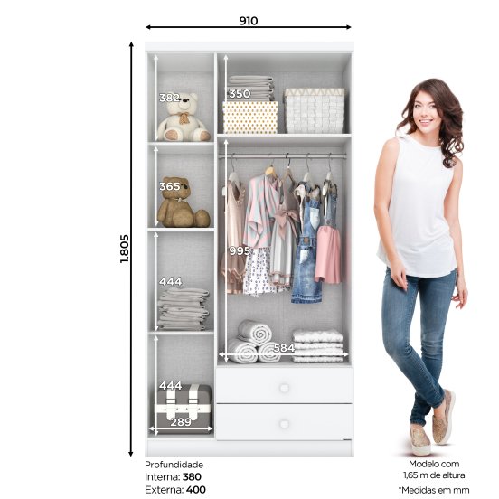 Guarda-roupa Bala de Menta 03 Portas