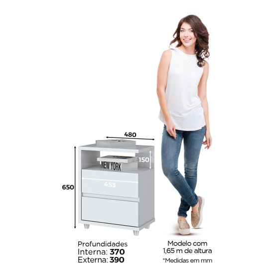 Mesa de cabeceira Campeche 02 Gavetas