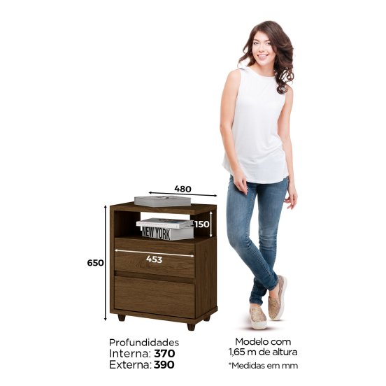 Mesa de cabeceira Campeche 02 Gavetas