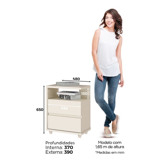 Mesa de cabeceira Campeche 02 Gavetas