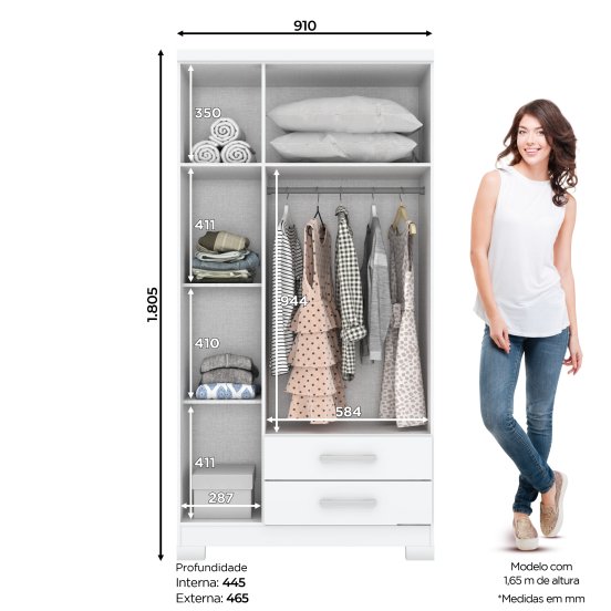 Guarda-roupa Açaí 03 Portas