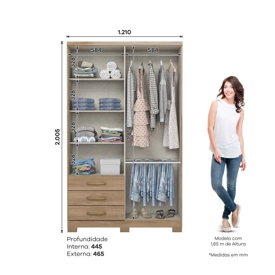 Guarda-roupa Caju 04 Portas