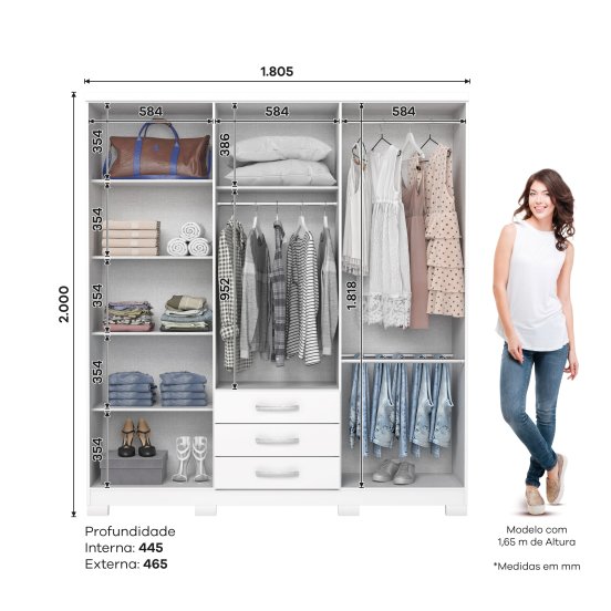 Guarda-roupa Caju 06 Portas