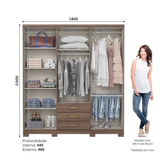 Guarda-roupa Caju 06 Portas