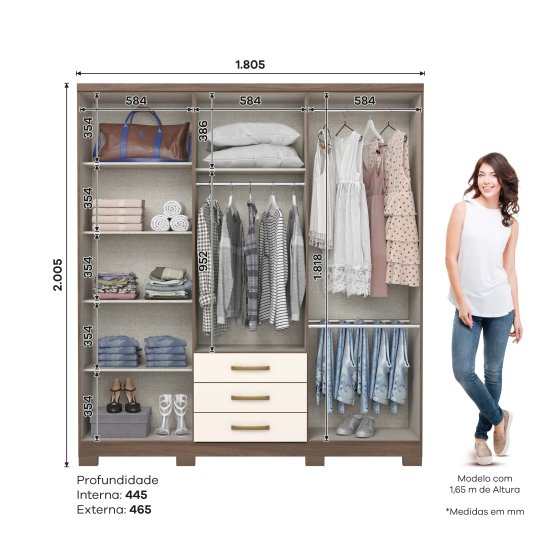 Guarda-roupa Caju 06 Portas