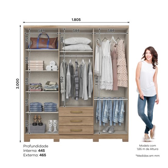 Guarda-roupa Caju 06 Portas