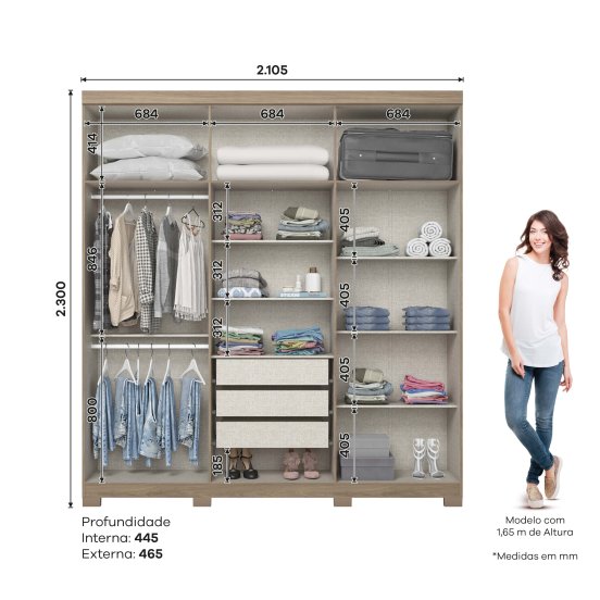 Guarda-roupa Flora 06 Portas