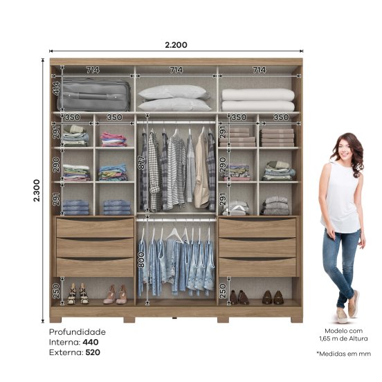 Guarda-roupa Orleans 02 Portas Deslizantes