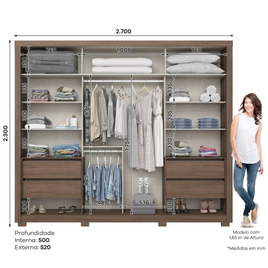 Guarda-roupa Palace 02 Portas Deslizantes