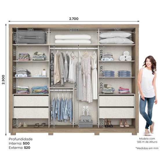 Guarda-roupa Palace 02 Portas Deslizantes