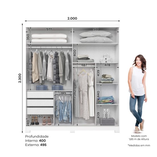 Guarda-roupa Verg 02 Portas Deslizantes