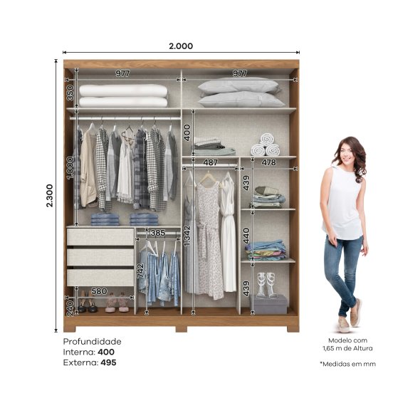 Guarda-roupa Verg 02 Portas Deslizantes