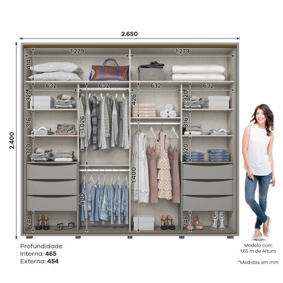Guarda-roupa Vicenza 02 Portas Deslizantes