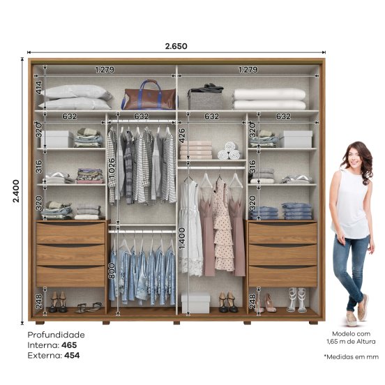 Guarda-roupa Vicenza 02 Portas Deslizantes