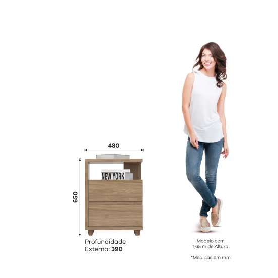 Mesa de cabeceira Campeche 02 Gavetas