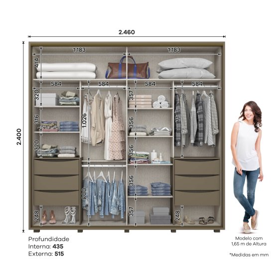 Armario Havaí 02 Puertas Correderas