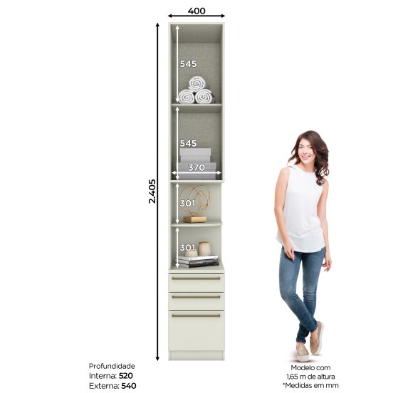 Mesa de Cabeceira 01 Porta 03 Gavetas Seletto