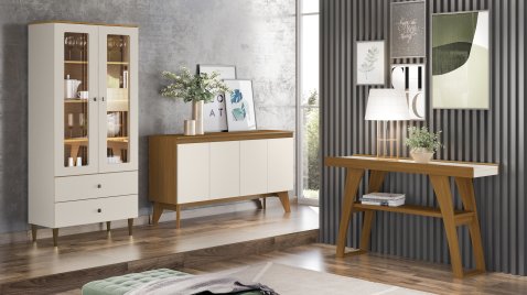 Cristaleira Liz + Buffet Quartzo + Aparador Menphis