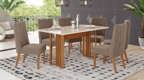 Mesa Ísis 1.600  Reto + 06 Cadeiras malu