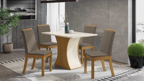 Mesa Luiza 1.200 Reto + 04 Cadeiras Isa