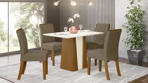 Mesa Orus 1.200 Reta + 04 Cadeiras Vita